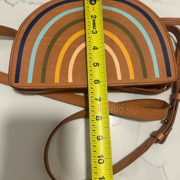 Madewell The Simple Half-Moon Rainbow Leather Crossbody Bag Purse Brown Boho - Picture 7 of 8